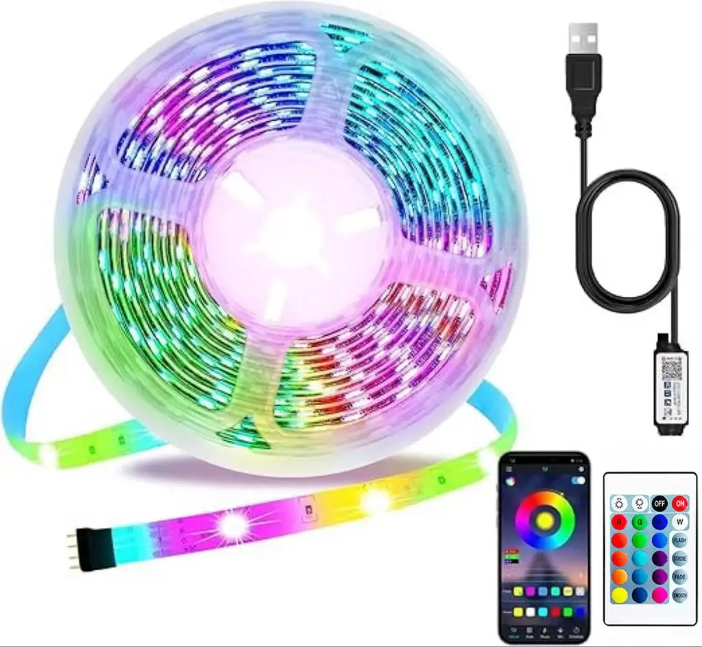 LED Concealer Lighting Strip with Remote Controller Bluetooth 5M 10M 5V USB Smart RGB LED Strip Light for Home Party Decoration