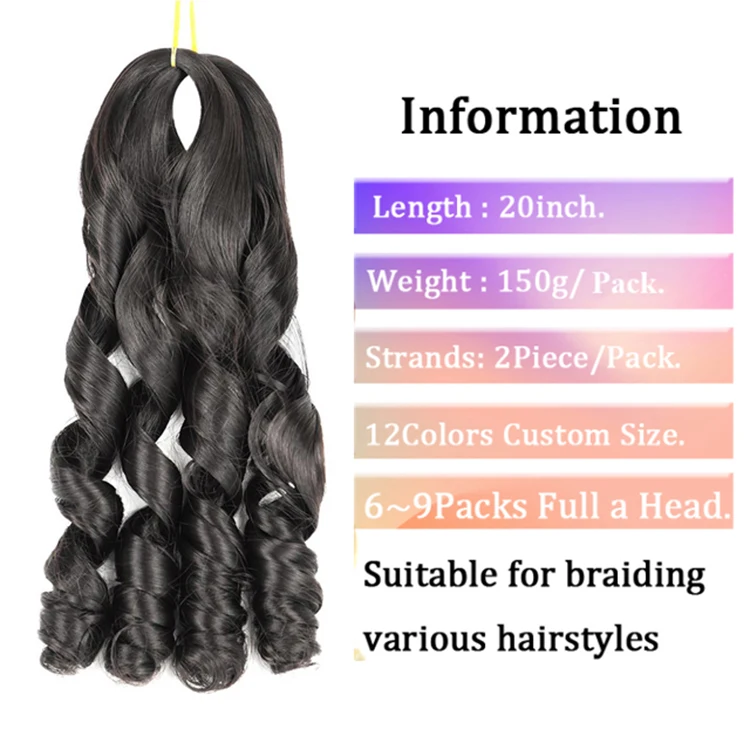 Free Sample Yaki Pony Style Wavy Crochet Braid Spiral Loose Wave Hair Extensions French Curls Synthetic Curly Braiding Hair