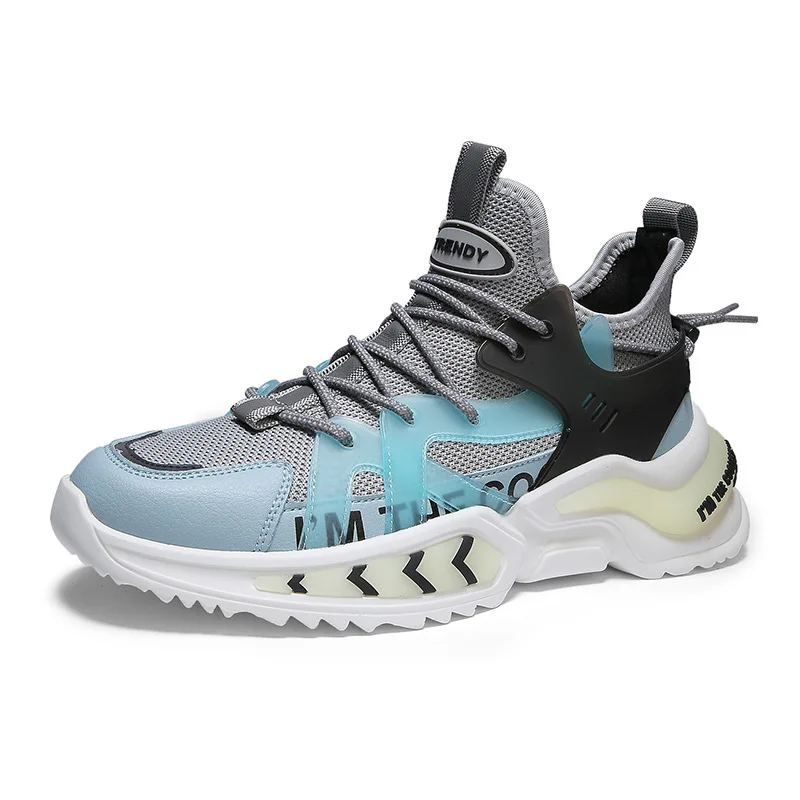 Cheap Trendy Thick Sole chunky Shoes Fly Woven Mesh Running Sneakers Men Sport Walking Style Shoes