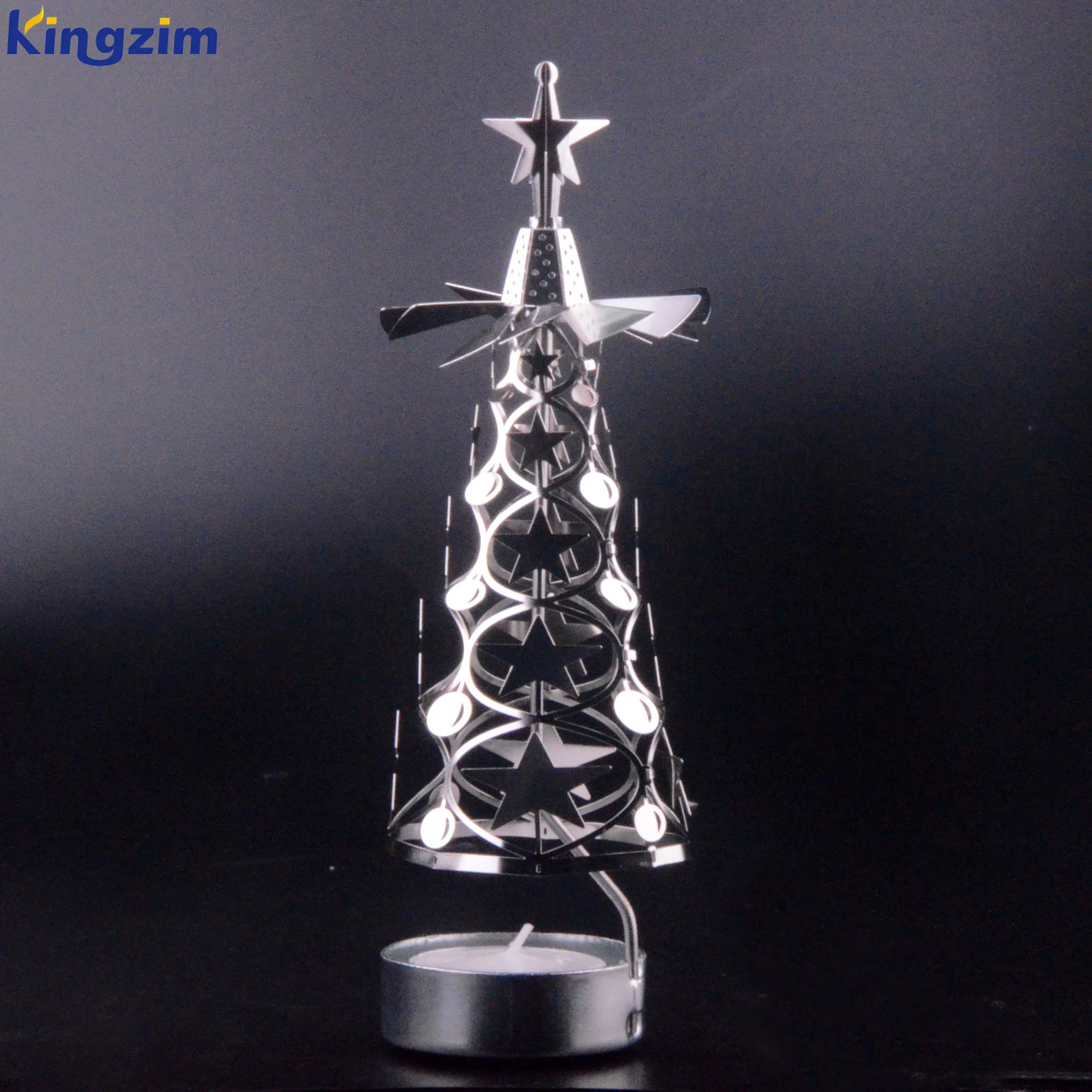 Wedding Metal Tower Shape Circle Hollow Art rotary Tea Light Candle Holder for Home Decor