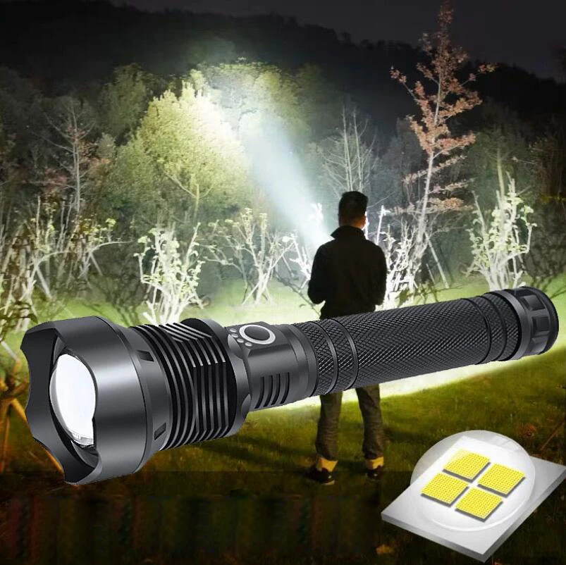 High Powerful 1200 Lumen XHP70.2 Zoomable Super Bright F50A 500vts for Emergencies Power MOSFET Transistor LED Camping XHP70 95