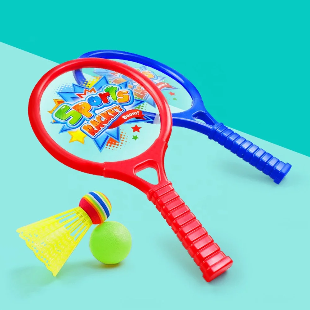 Custom Cheap Kids Outdoor Sport Training Game Toy Small Tennis Racket with Badminton and Plastic Ball