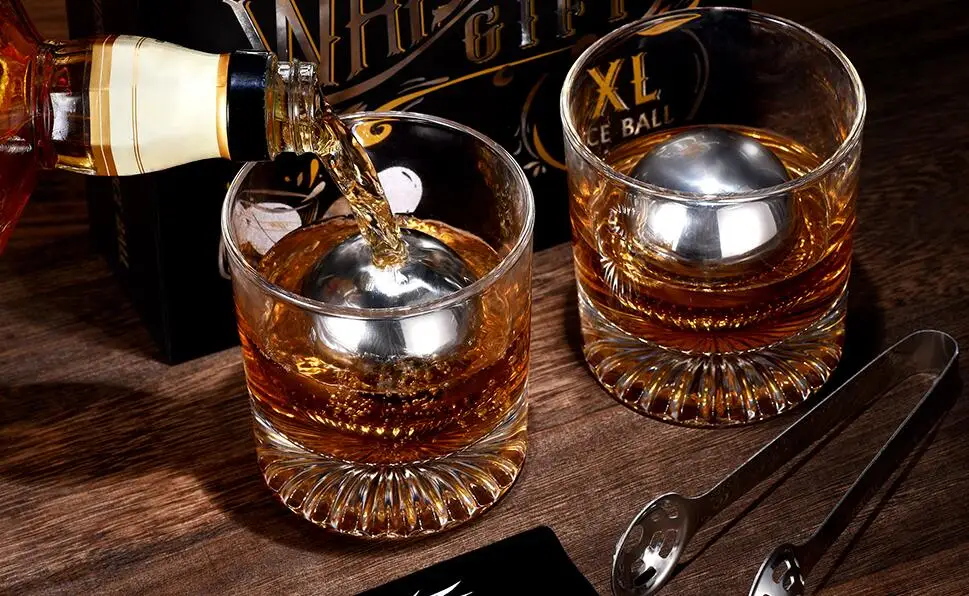 WS Whiskey Ball Stones Unique Birthday Anniversary Bourbon Gift   Grandpa Cool Stuff Gadgets Stainless Steel Ice Balls Silver