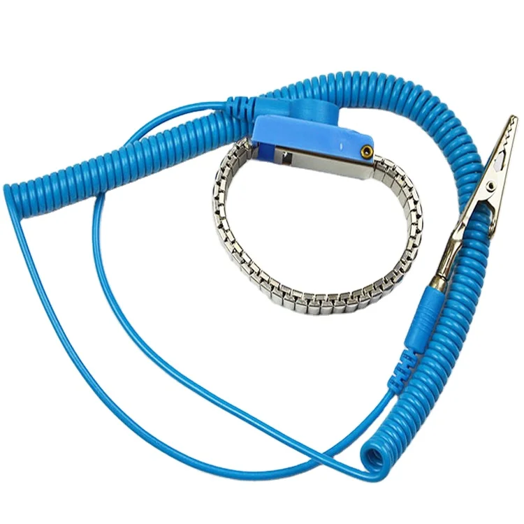 Professional Portable Type Static Control Usage Blue Metal Band Antistatic Wrist Strap