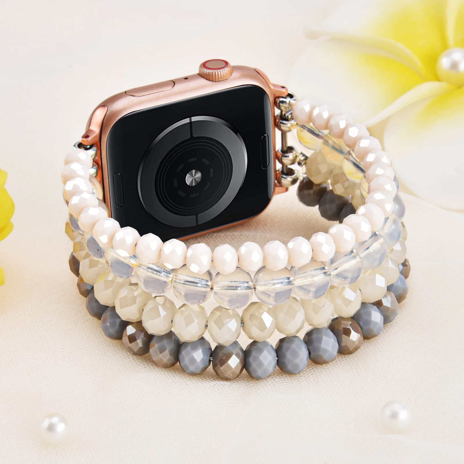 Wholesale Alloy  Elegant watch Strap Black Agate Jewelry Watch Strap Suitable For Watch 1/2/3/4/5/6/7