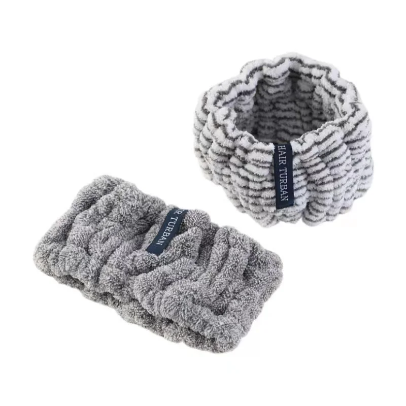 Stripe Spa Facial Makeup Soft Carol Fleece wide Head Wraps Washing Headband