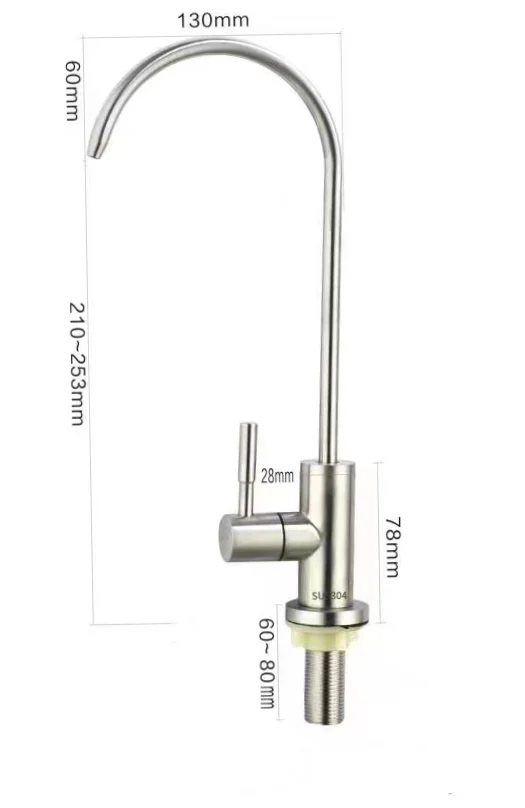 Wholesale kitchen faucet 304 stainless steel  Brushed Kitchen Bathroom Handle Tap Reverse Osmosis Filter Drinking Purifier Water
