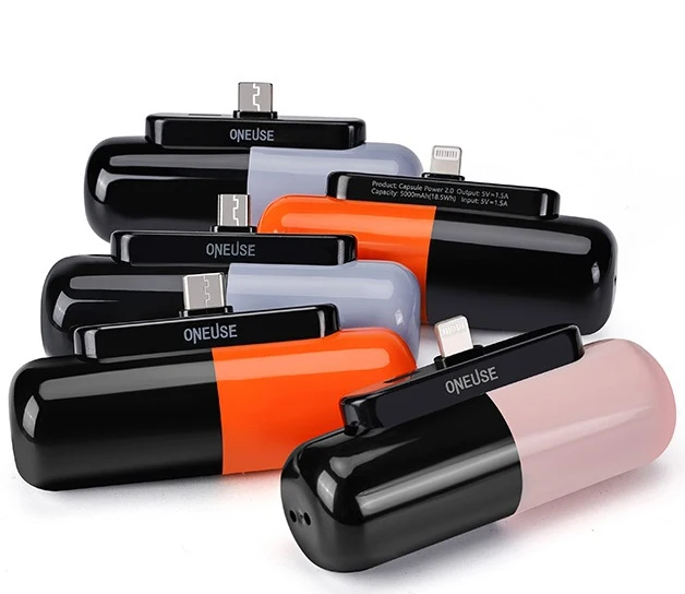 Mini 5000mah Portable Charger Small Capsule Shape Usb Interface Mobiles Power Bank For Iphone For Xiaomi