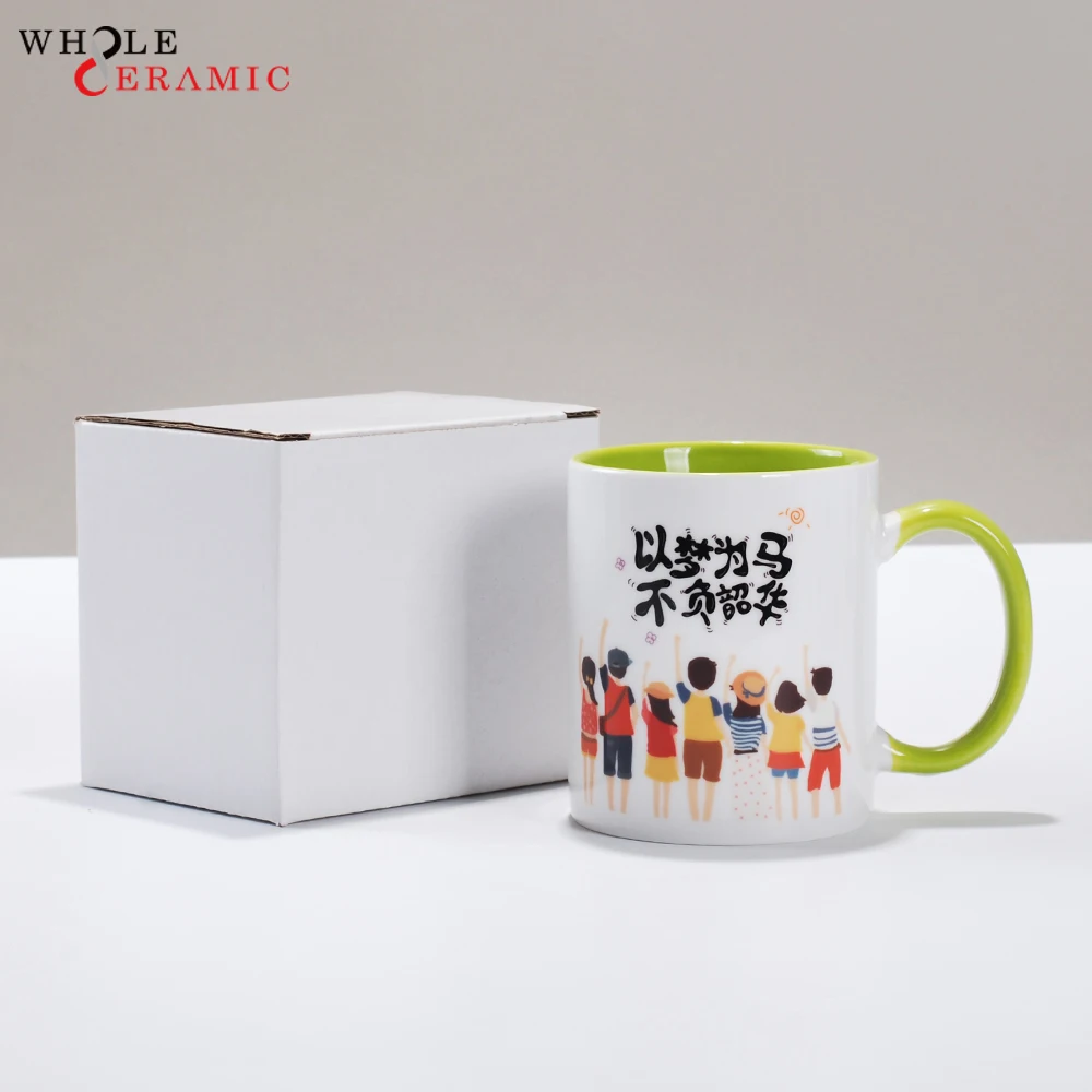 2 tone sublimation mug 15oz 12oz coffee ceramic mug black sublimation blank white ceramic coffee mugs with spoon