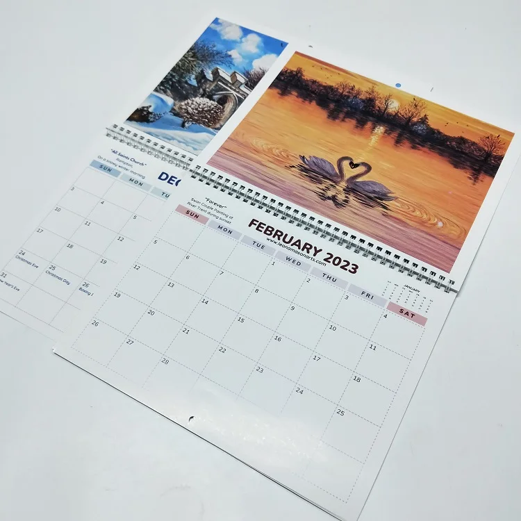 New Design Calendar Printing 12 Months Wall Calendar Offset Printing Calendars Monthly 2023 Customized Size Binding