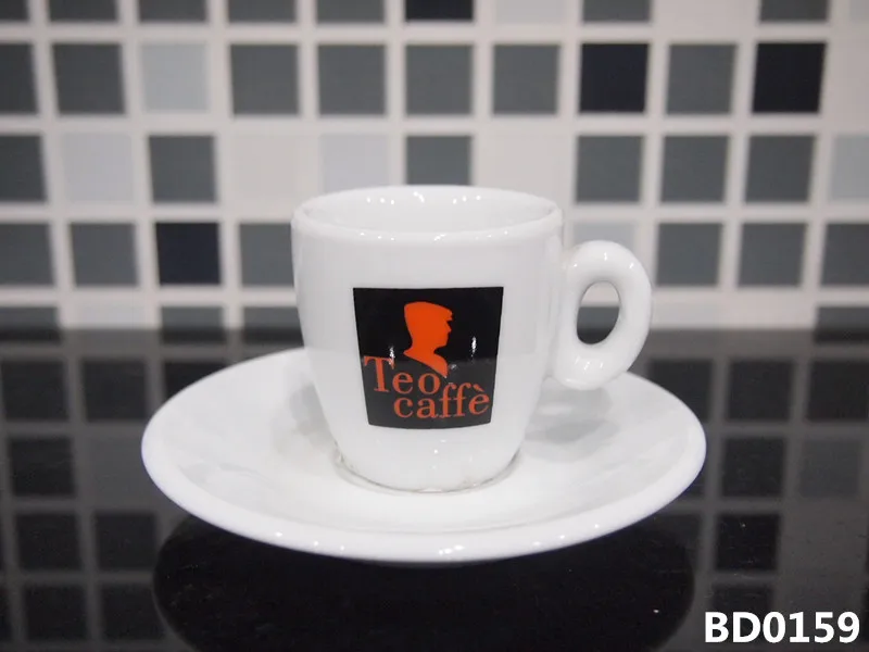 60ml mini porcelain modern coffee cup and saucer with decal for vending