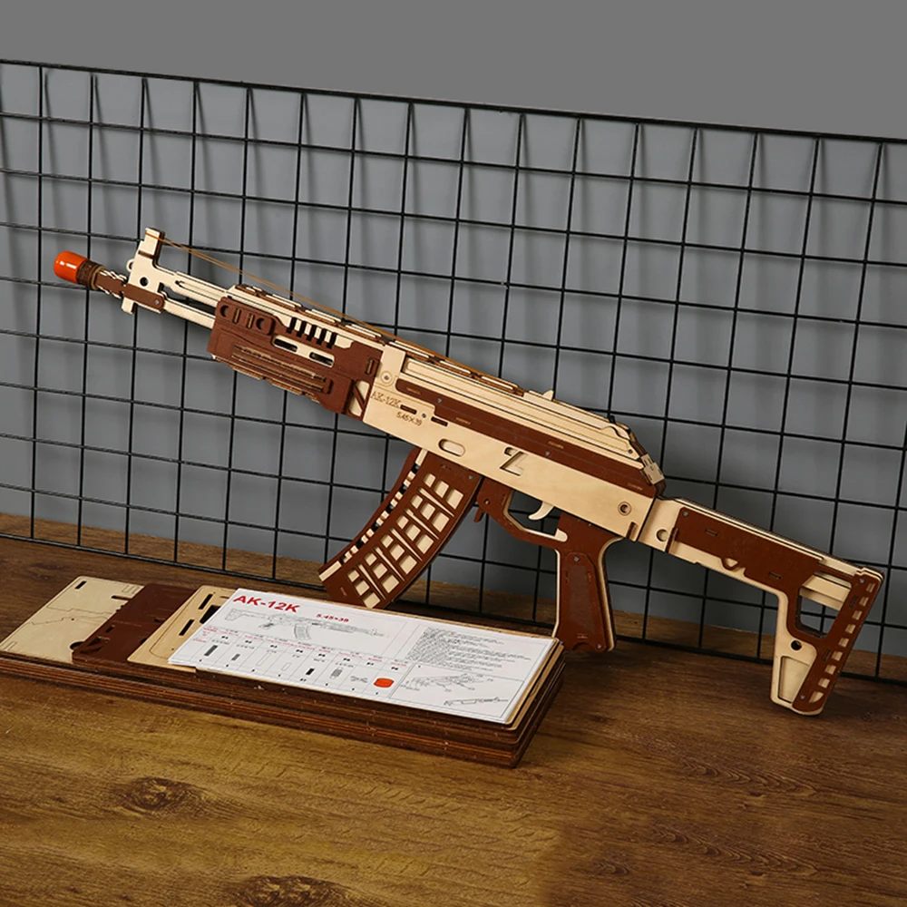 Adults DIY Wood Crafts Rubber Band Gun Model Kit Toys 3D Puzzles