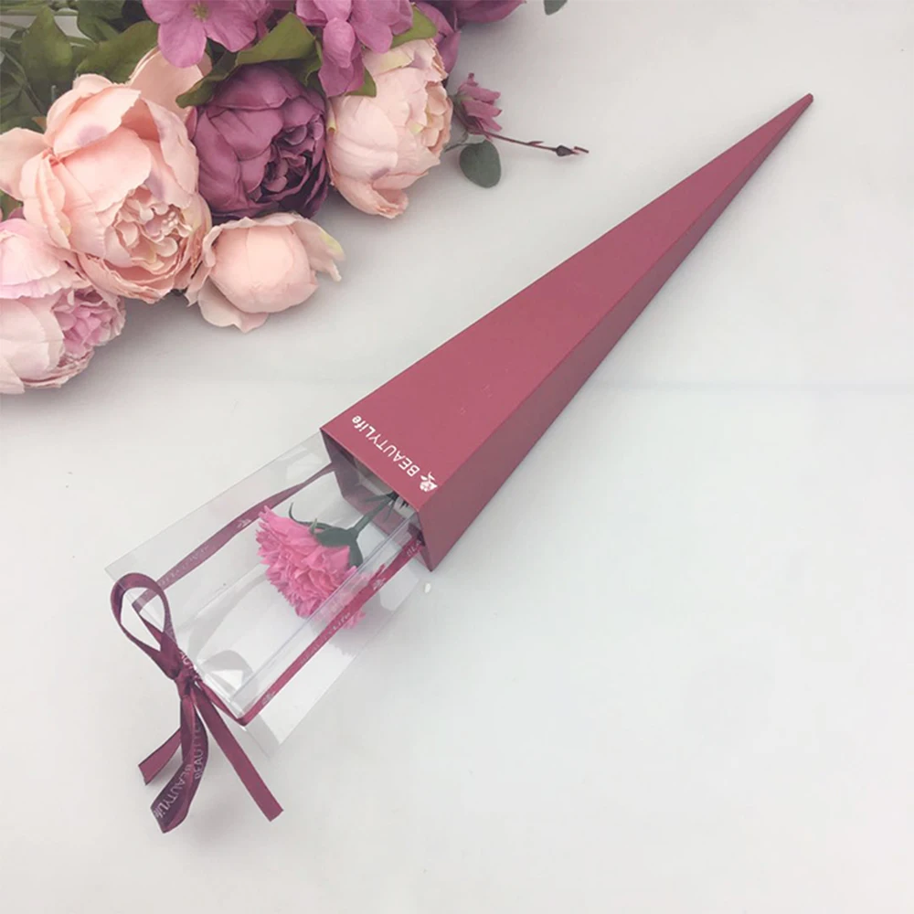 INUNION Handheld gift box florist flower wedding party decoration long stem rose boxes paper flower box with clear window