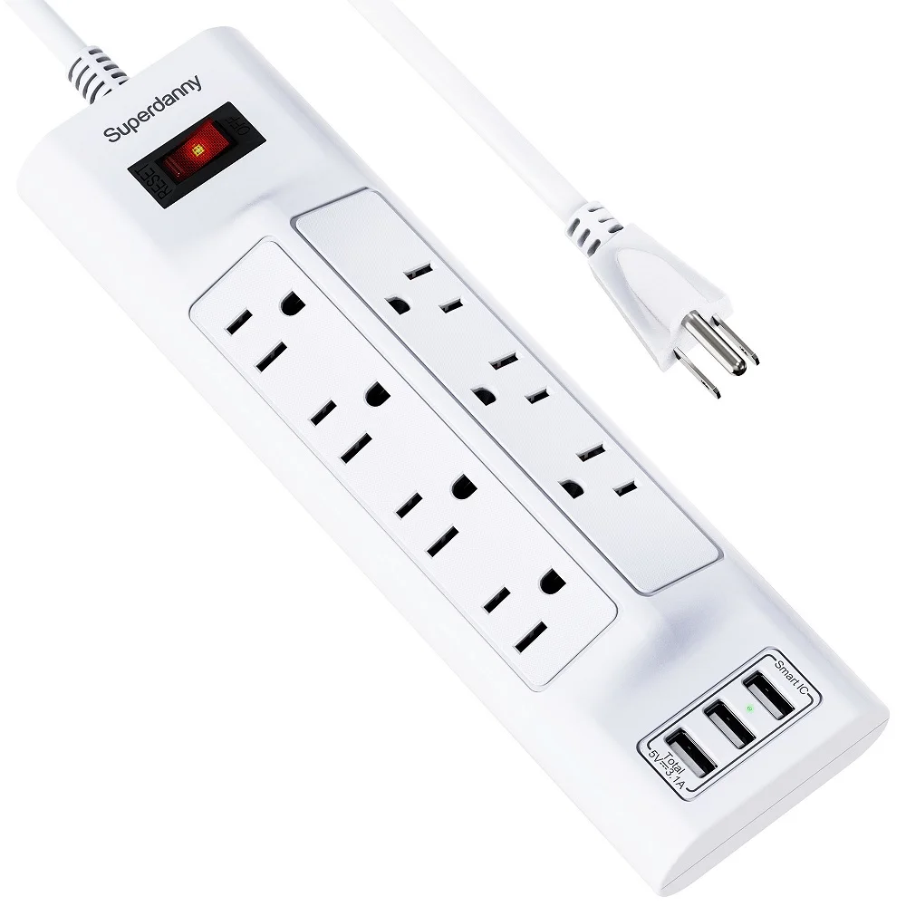 Superдэнни белый 7 электрических розеток 3 usb удлинитель стабилизатор напряжения настенная розетка