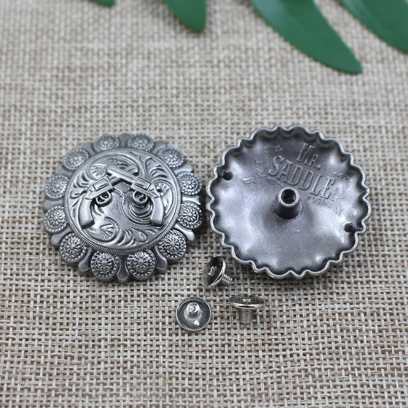 wholesale custom latest fashion long top design western conchos for leather