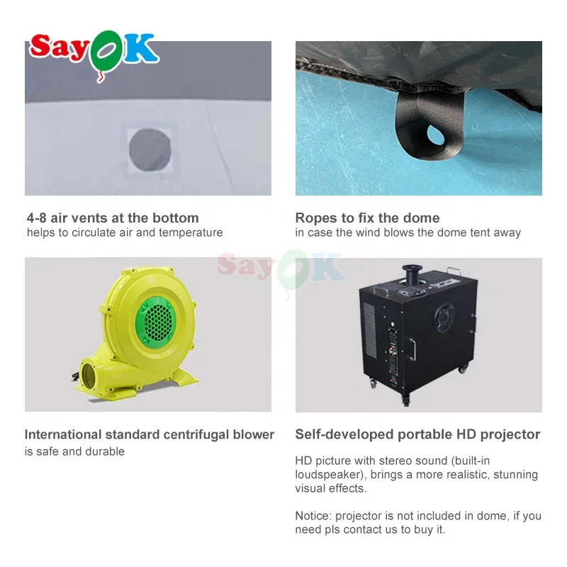 Sayok огнестойкий 100% затемняющий портативный надувной планетарий для школ