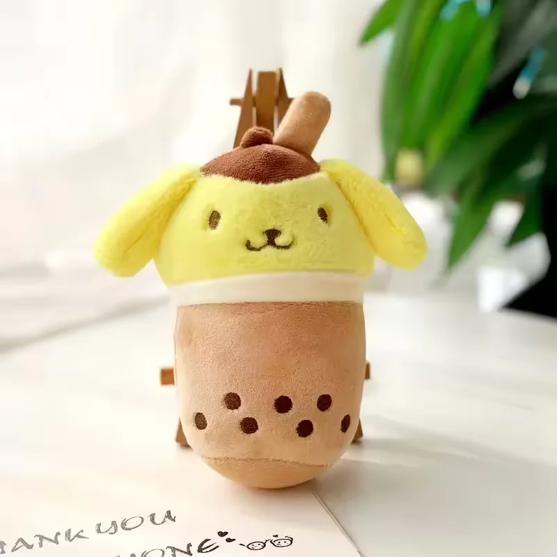 Super  My Melody Cinnamoroll  Plush Toys Unisex Bubble Tea Keychains PP Cotton Filling Lovely Cartoon Keyring