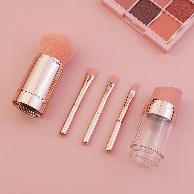 Patent Private Label 5 in 1 Makeup Brushes for Foundation Blush Eyeshadow Lipstick Eyebrow