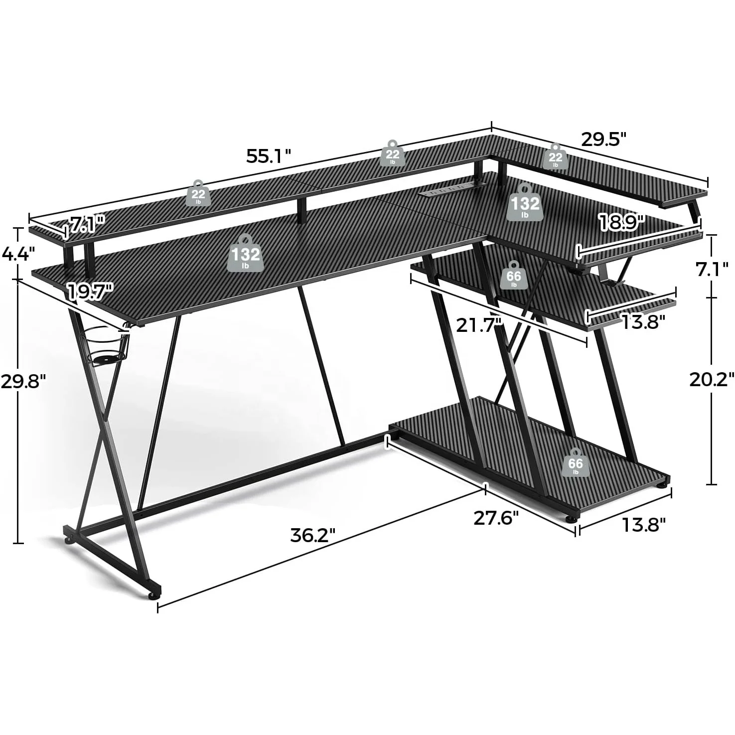 L shape Computer Desk L-Shaped Corner Desk Home Office Workstation Gaming Desk