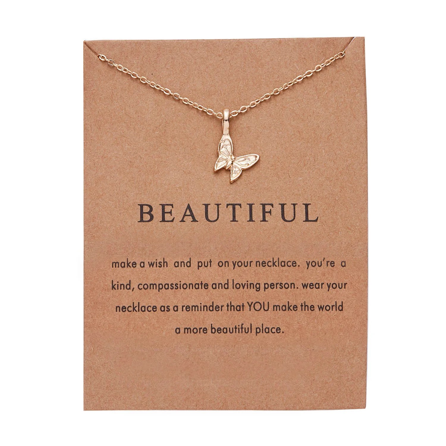 Fashion Creative Gift Gold Plated Charm Pendants Good Luck Karma Balance Make A Wish Card Lady Women Necklace Jewelry For Girls