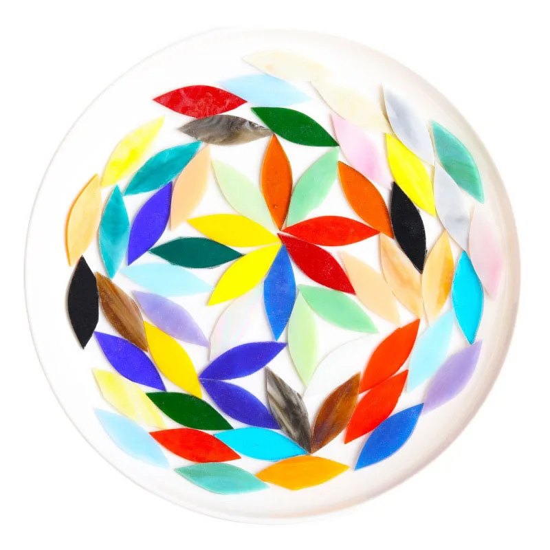 1000 Pieces Petal Mosaic Tiles, Mixed Color Mosaic Glass Pieces, Hand-Cut Stained Glass Flower Leaves Tiles