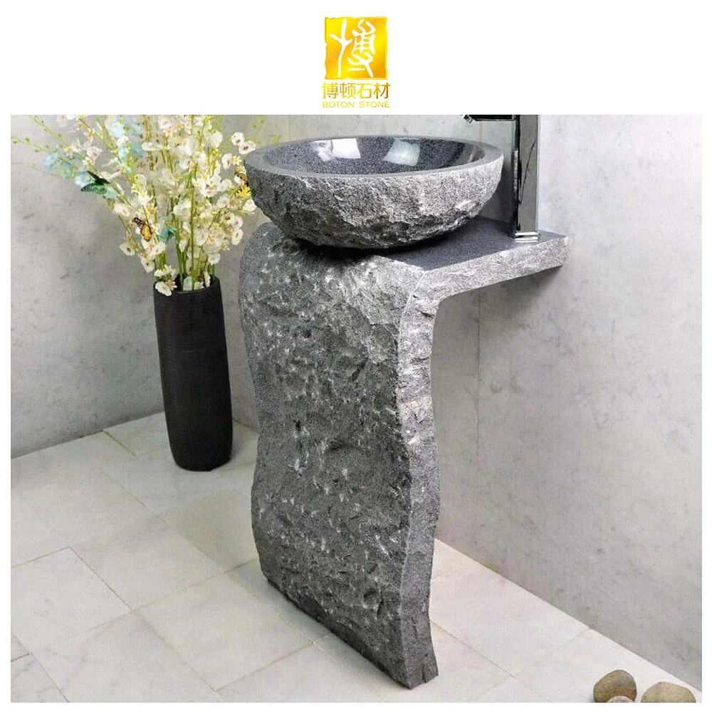 BOTON STONE Square Vanity Countertop Stone Integrated Washing Washbowl Natural Granite Pedestal Sinks