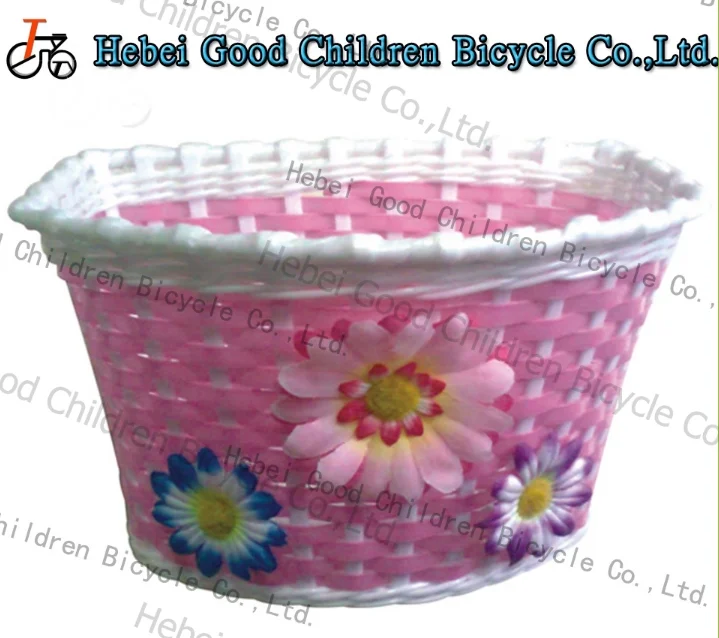 
CE approved plastic kids bike basket pink girl bicycle basket 