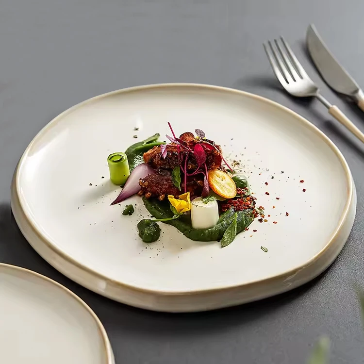 Wholesale Custom logo 15/20/25cm Japanese Home Dinner Plates Serving Service ceramic plate for restaurant