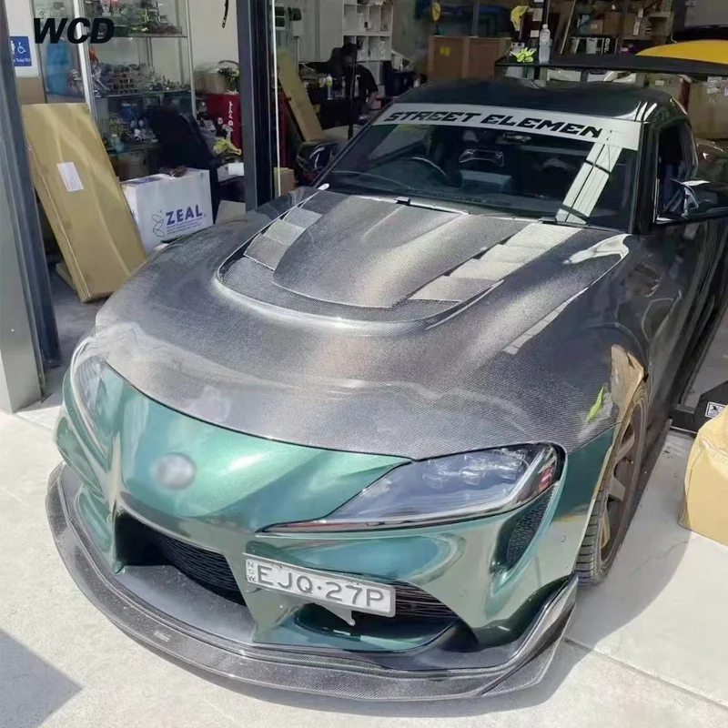 Глянцевая крышка капота автомобильного двигателя Supra A90 из углеродного волокна для Toyo-ta Vrs Style
