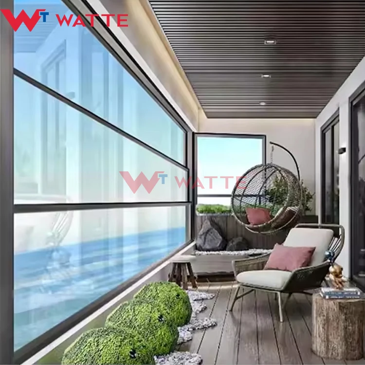 Hot sale aluminum triple glass vertical sliding lift up window custom made electric retractable large picture windows