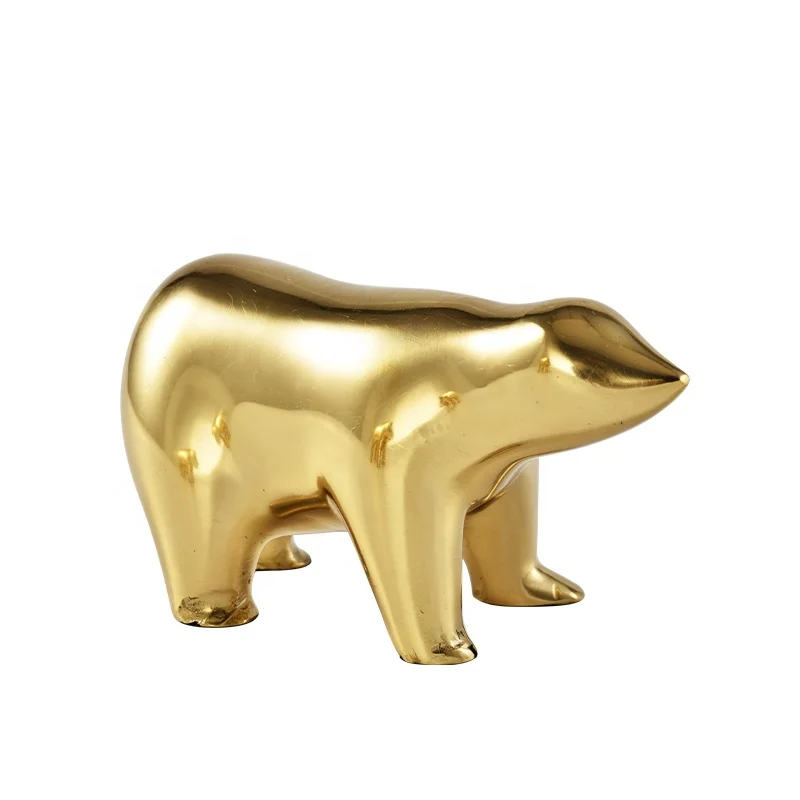 Простая креативная латунная статуя медведя, фигурка белого медведя, скульптура для гостиной, кабинета, домашние украшения, подарочные украшения