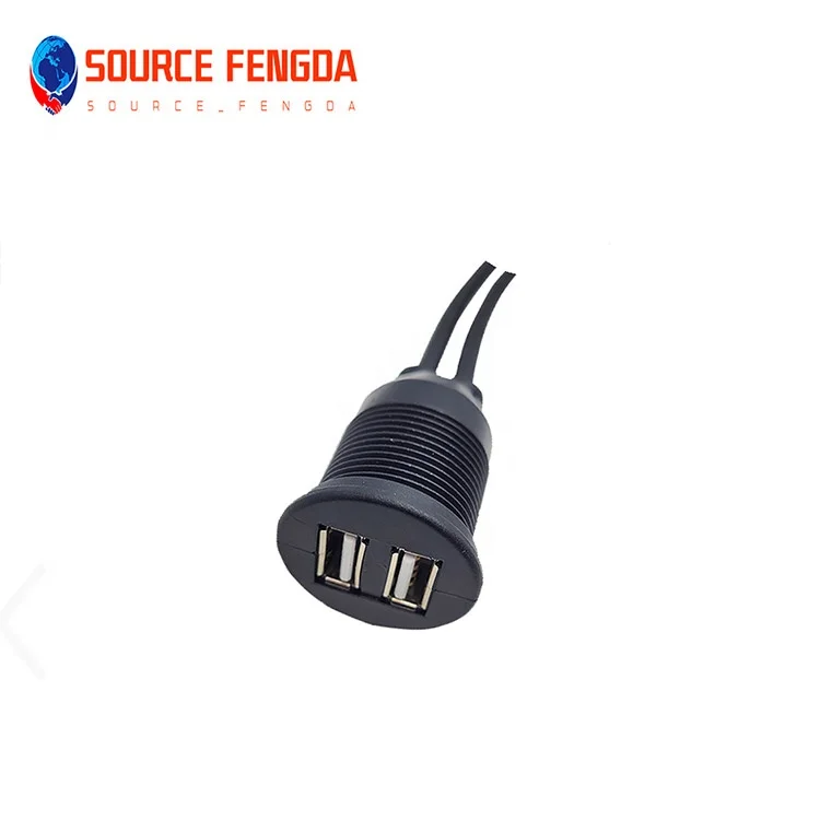dual USB 2.0  extension cable angle male to female Flush Mount Socket Extension car aux usb data cable