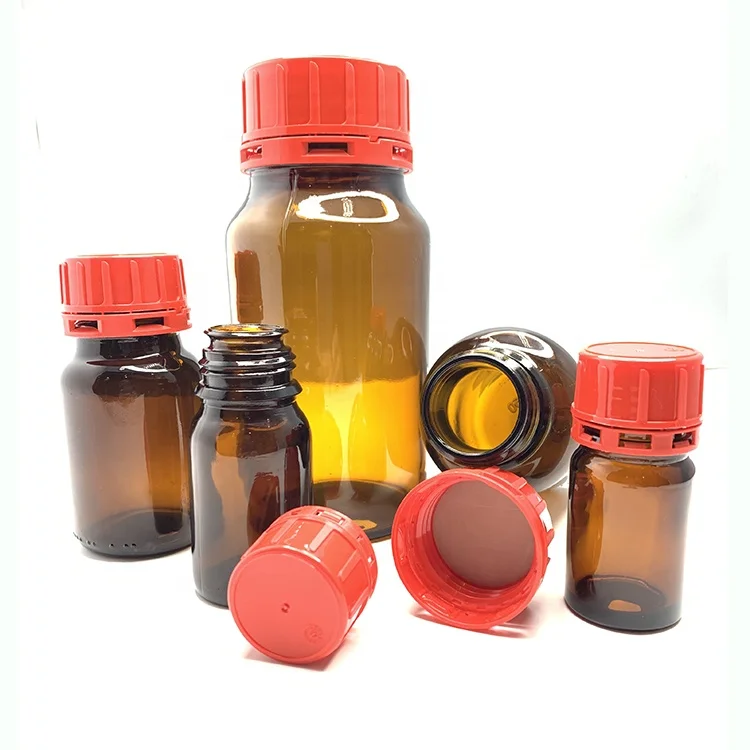 Wholesale Multi-Capacity Anti-theft Cover Leak Proof Glass Chemical Reagent Bottle with Narrow Mouth for Lab Use