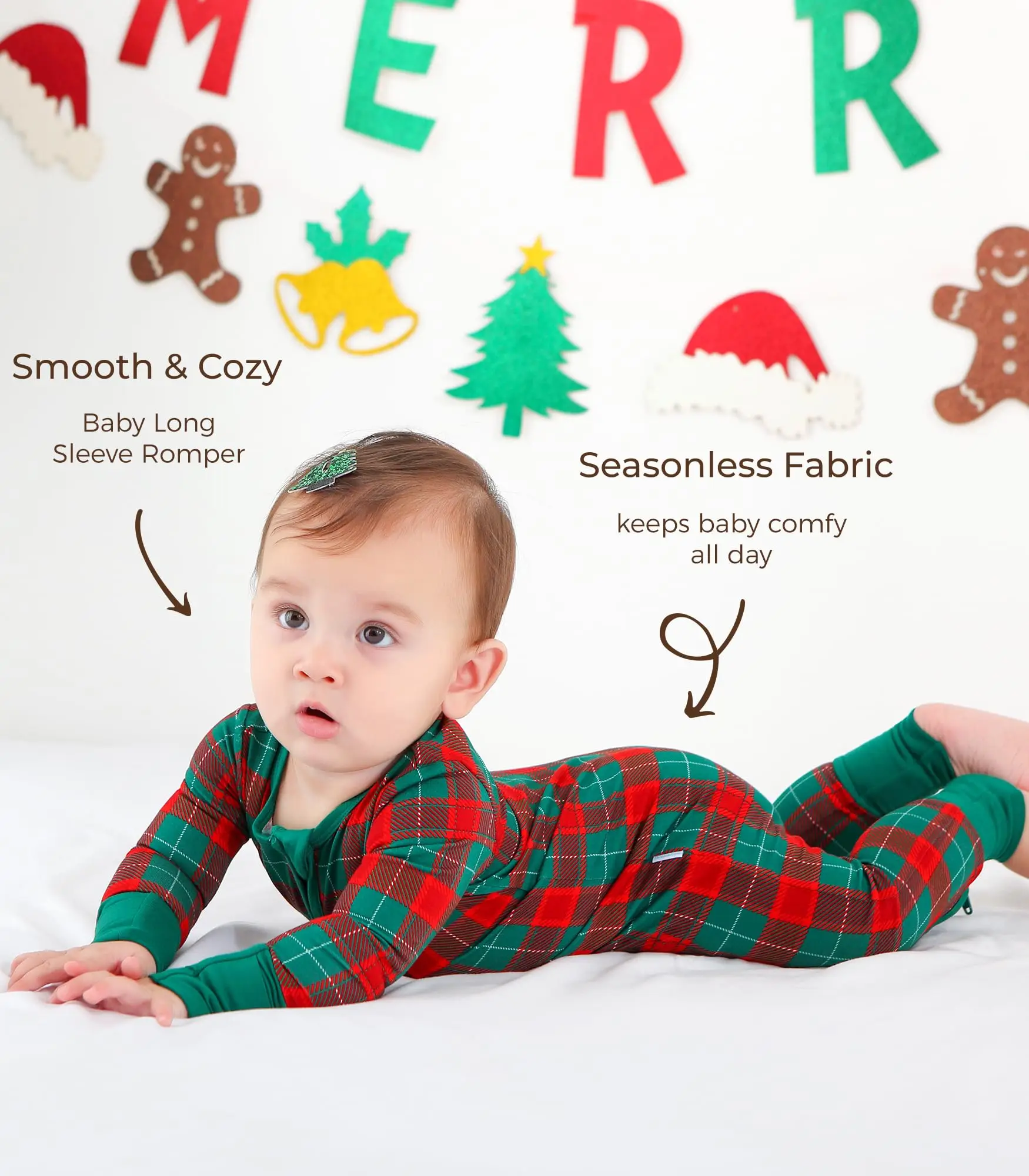 Plaid Baby Clothes Wholesale 2-Way Zipper Jumpsuits Long Sleeve One Piece Rompers for Infant Bamboo Matching Christmas Pajamas