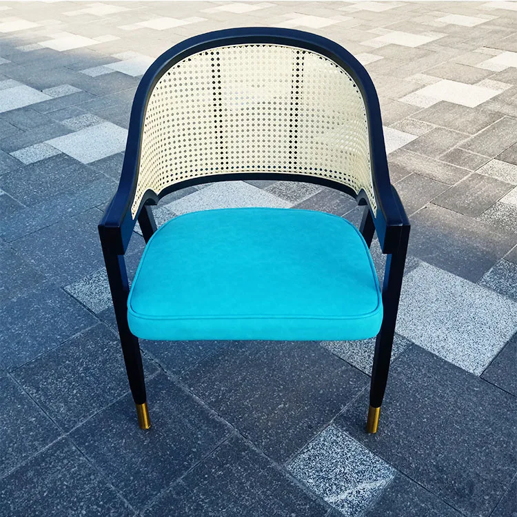 Dreamhause Simple Modern American Solid Wood Dining Chairs Wood Rattan Chair Nordic Cafe Chair with PU Upholstered