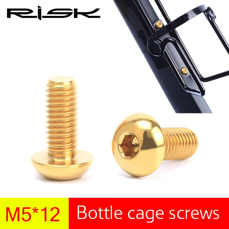2pc Risk Titanium Bike Water Bottle Holder Bolts M5*12mm Bicycle Bottle Cage Screws Ultralight MTB Cycling Bottle Holder Bolts