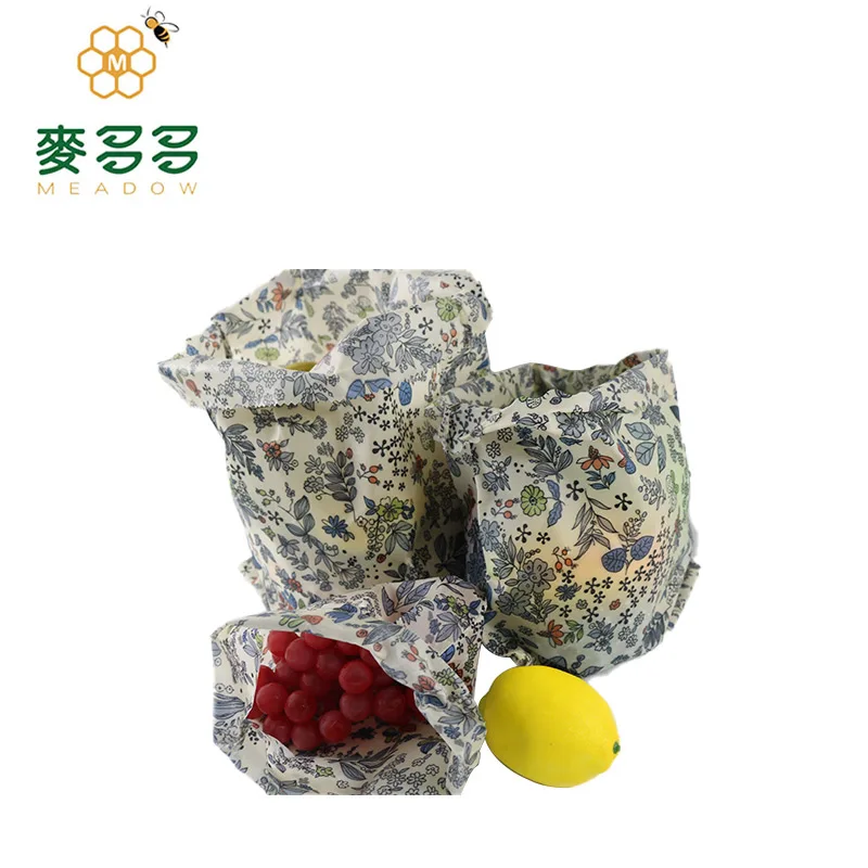 Reusable Beeswax Food Storage Wrap Sustainable No Plastic Alternative to Bowl Cover Waxed Cotton Cloth for Sandwich Wrapping