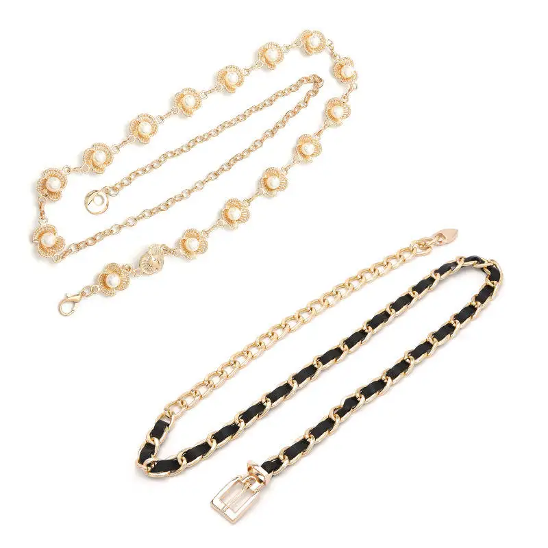 Summer Ladies Single Layer PU String Winding Gold Chain Waist Belt Chain Belts Product Category