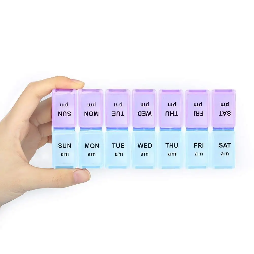 Wholesale 14 Compartments Pill Storage Cases 7 Day Plastic Pill Box