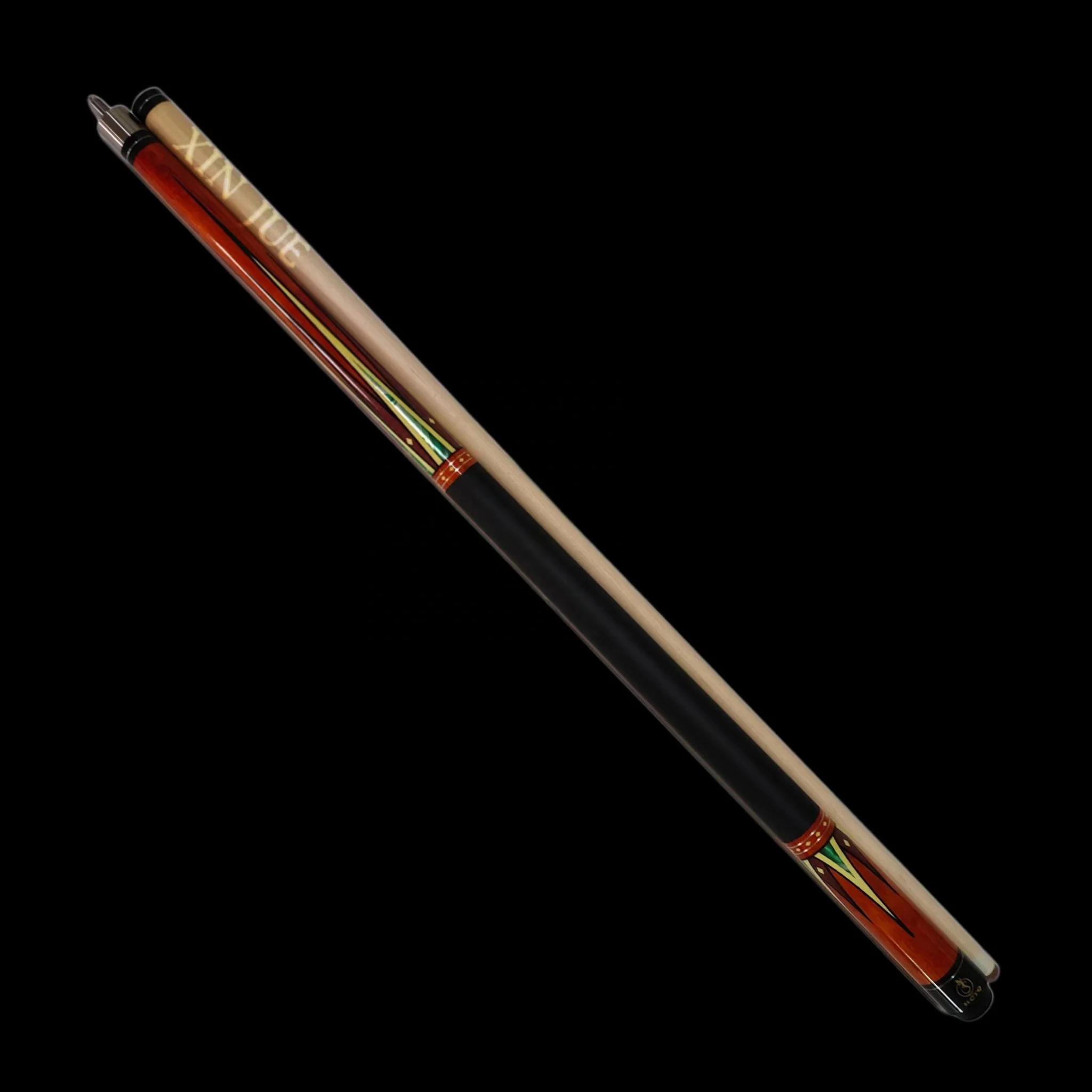 XinJue 1/2 split hard maple billiard pool cue with 11.5/13mm large skin head for sale