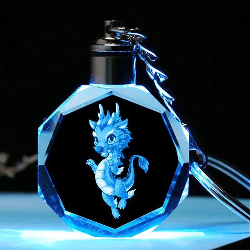 personalized 3d laser engraving zodiac crystal gems keychain