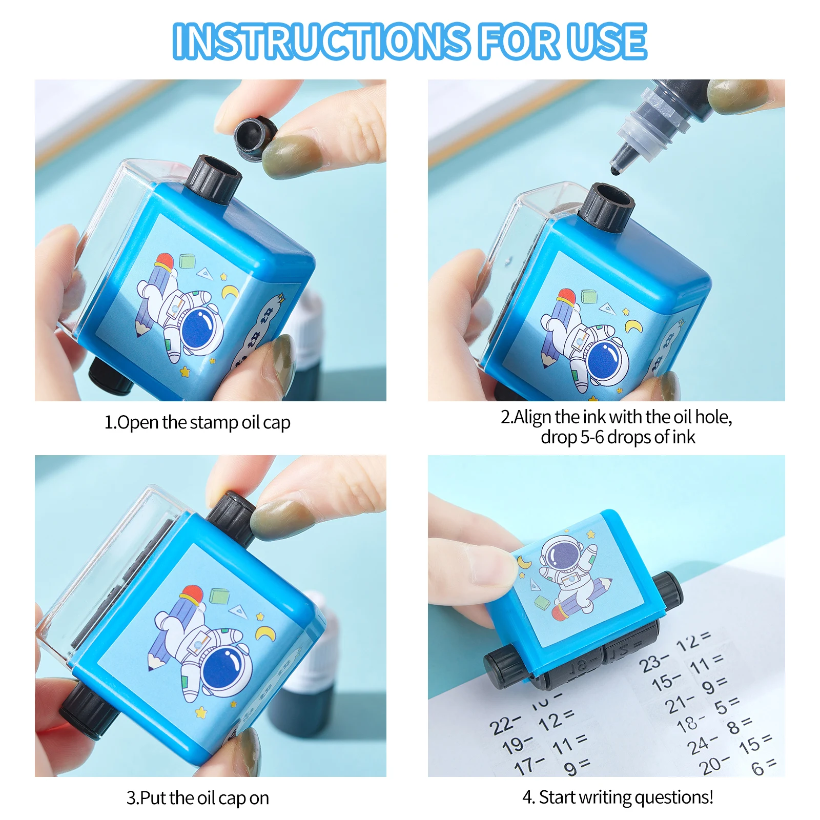 Best-selling Math Stamps Tutoring Kids Learning Number Rolling Math Stamp