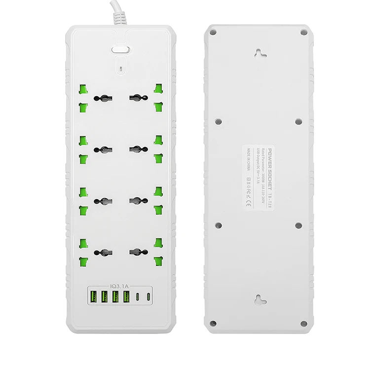 Multifunction Electric Outlet Universal 8 socket with 4USB Plug Multi Power Strip Surge Protector Extension Cord Socket