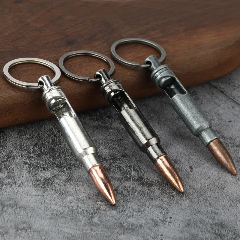 Hot Selling Innovative and Creative Metal Key Button Bullet Bottle Opener UV Printed PVC Keychain Pendant Small Gift