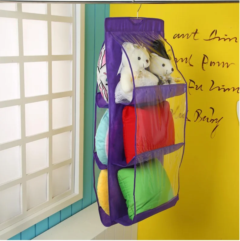 Hot selling 6Pocket Hanging Handbag Organizer for Wardrobe Closet Transparent Storage Bag Double-sided Handbag storage organizer