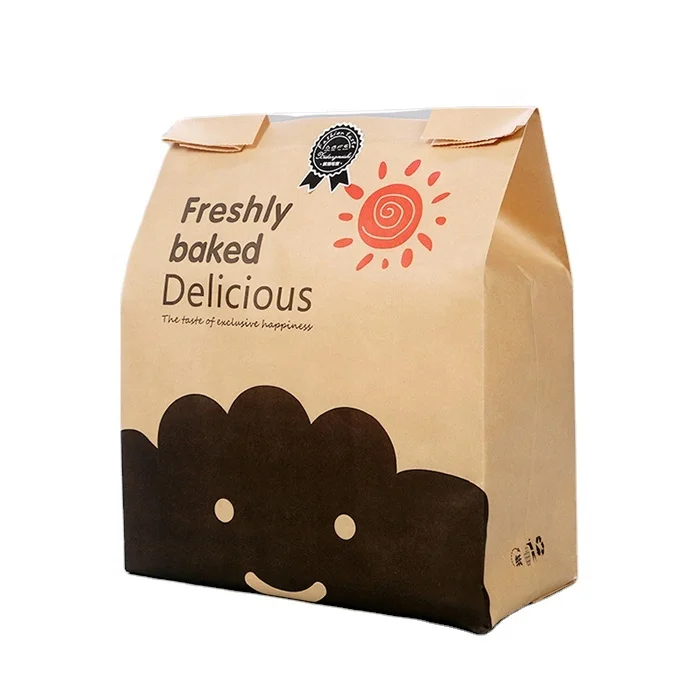 Custom White Paper Lunch Bags Biodegradable Grease Resistant Waxed Bakery Paper Bags For Snacks Sandwich Popcorn