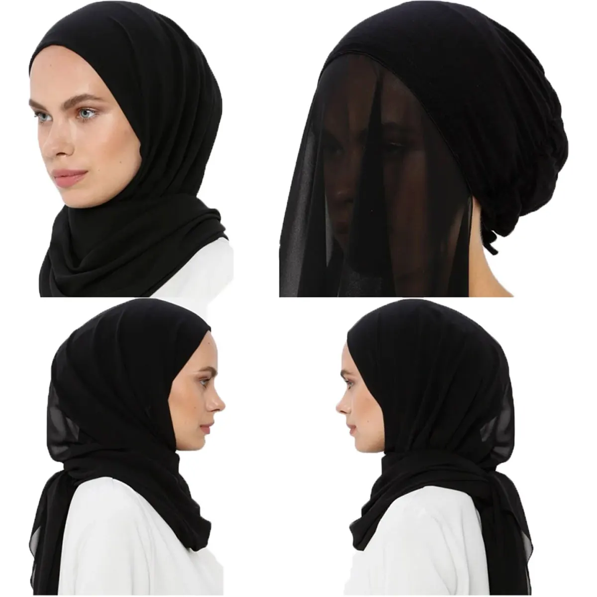 Женский мгновенный шифоновый хиджаб с головным шарфом под шарф, шапки, мусульманский головной убор, эластичный хиджаб, накидка на голову, тюрбан