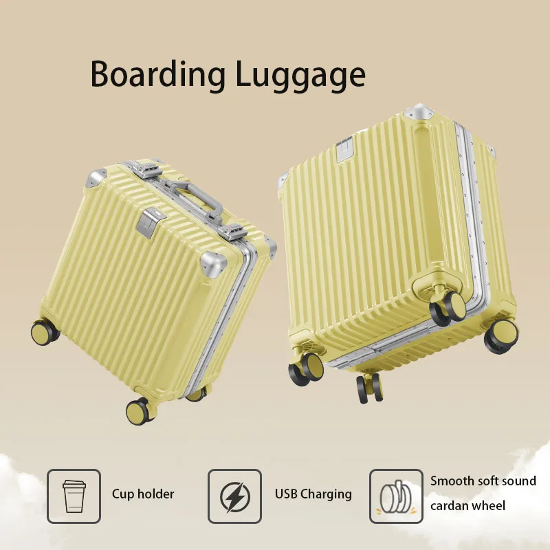 New fashion custom suitcase with universal wheels travel bag front hook ABS luggage