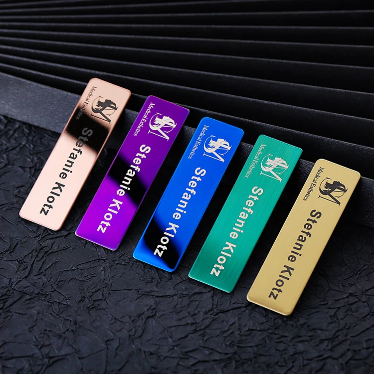 Wholesale Custom Blank Employee Name Badge 3d Gold Sliver Stainless Steel Engrave Magnets Metal Tag for Clothes