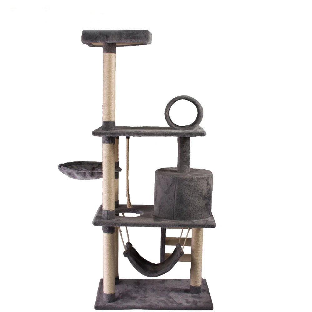 Large Design Luxurious Sisal Oem Wooden Manufacturer Customized Furniture Pet Cat Tower Bucket Condo Tree House Cat Tree